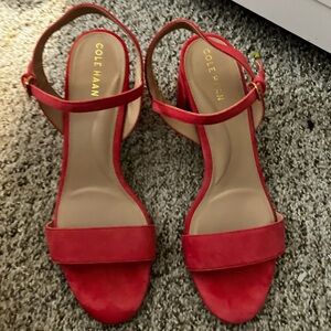 Cole Haan Josie block heel sandal in geranium Suede women’s size 10 b